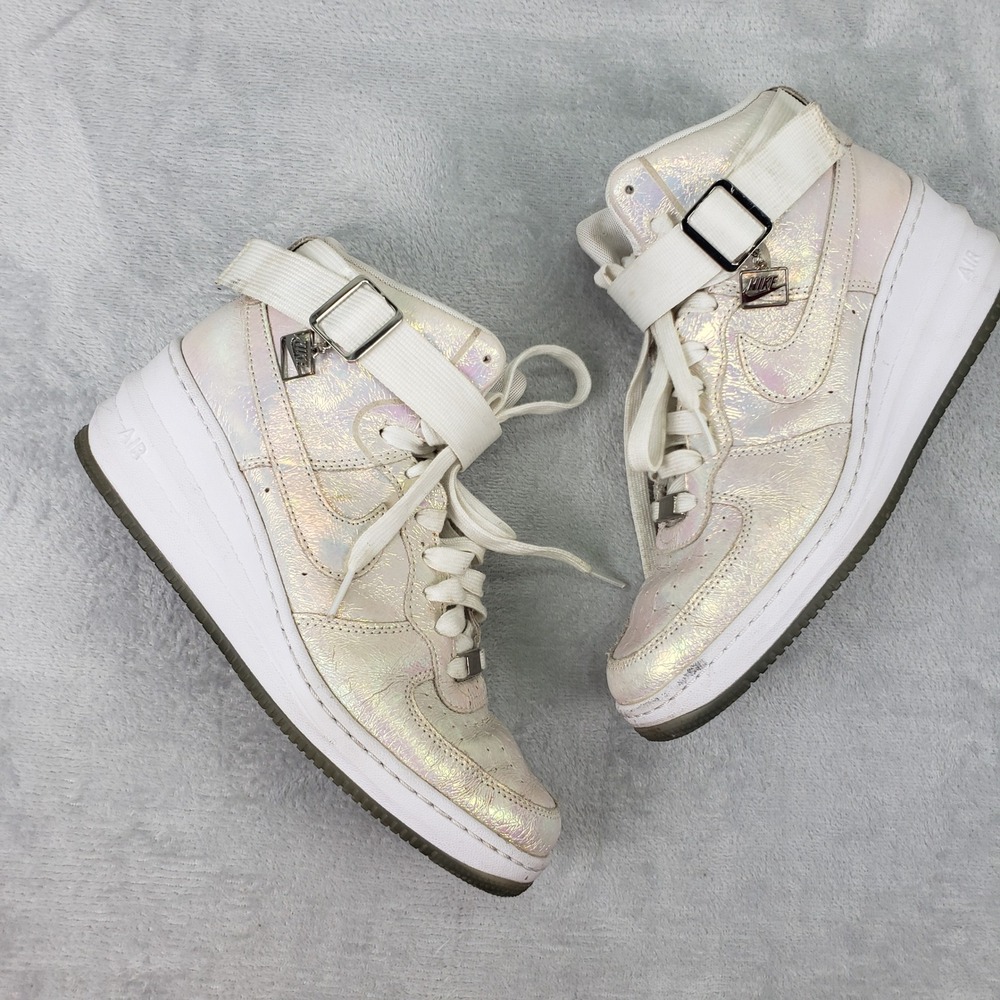 Nike Lunar Force 1 Sky High Premium Iridescent 704518-100 Wedge White 9.5 Shoes